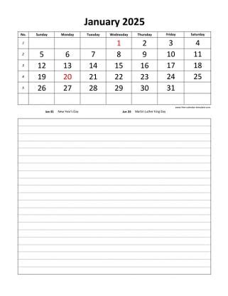 Printable 2025 Monthly Calendar grid lines for daily notes (vertical ...