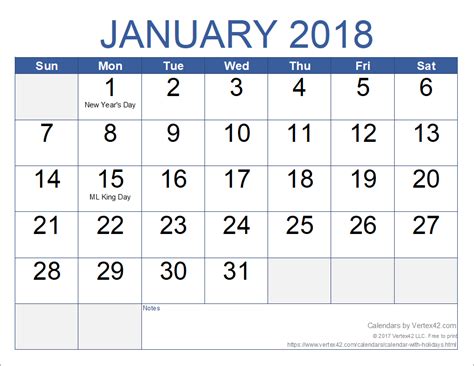 Monthly Calendar with Holidays for Excel