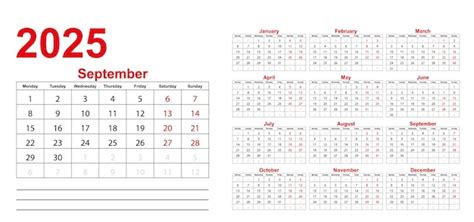 Calendário mensal clássico para 2025 Calendário no estilo de forma ...