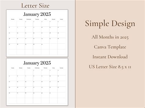 2025 Blank Calendar Template Blank Calendar Printable - Etsy