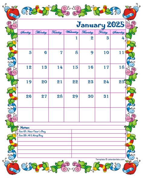 2025 Monthly Kid Kindergarten Calendar Template - Free Printable Templates