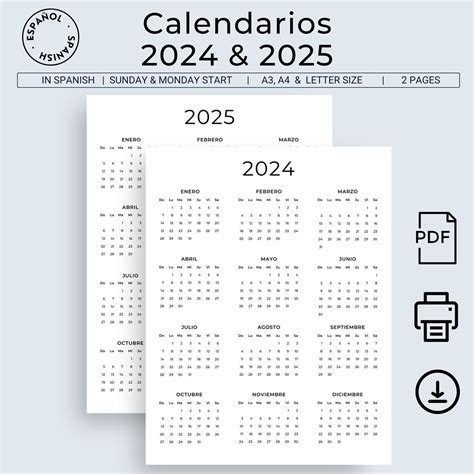 Calendario 2024 2025 Calendario En Español 2024 2025 Calendarios ...
