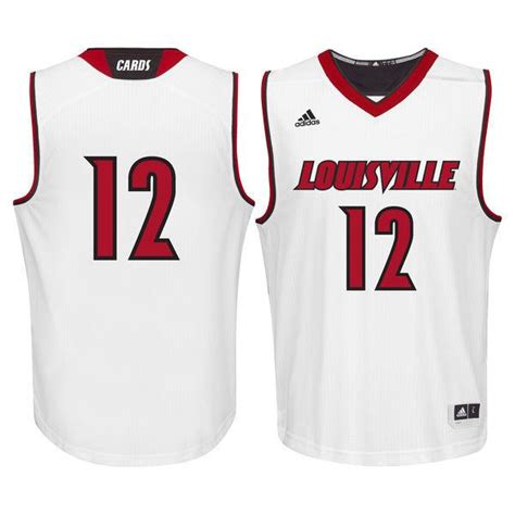 Louisville Cardinals 12 Basketball Men Jersey - White - Bluefink