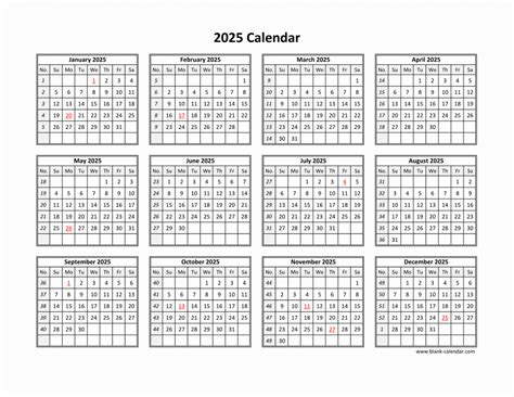 Free Download Printable Calendar 2025 in one page, clean design.