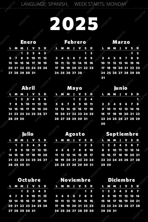 Premium Vector | Spanish 2025 year calendar Printable vector ...