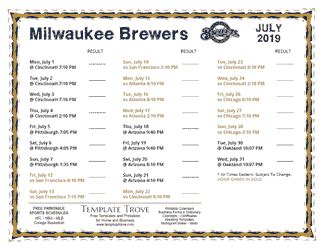Printable 2019 Milwaukee Brewers Schedule