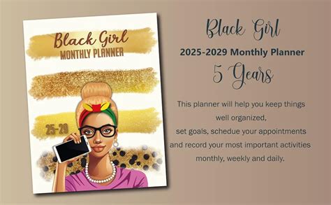 Black Girl Monthly Planner 2025-2029: 5 Year (January 2025 Through ...