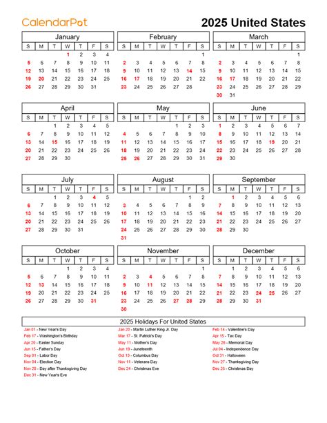 United states Holiday Calendar 2025