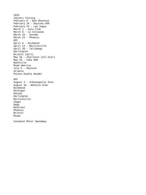 2025 Cup Schedule | PDF