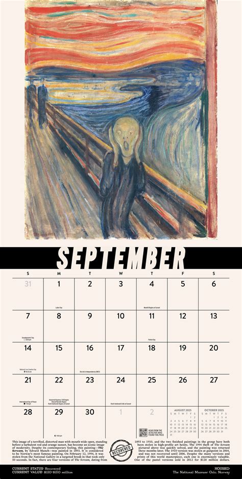 2025 Stolen Art INTERACTIVE Wall Calendar - Marble City Press
