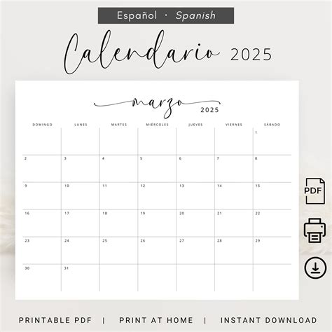 2025 Calendario 2025 Calendario Mensual Imprimible 2025 Elegante ...
