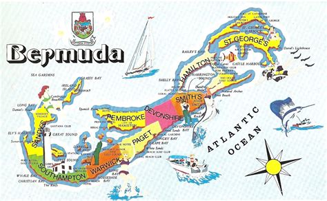 Large travel illustrated map of Bermuda | Bermuda | North America ...