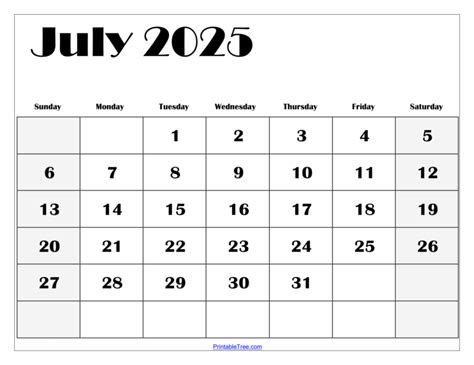 July 2025 Calendar Printable PDF Template with Holidays