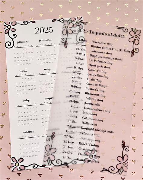 2025 Calendar Inserts - Etsy