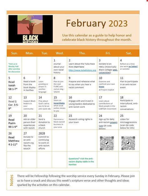 Black History Month Calendar – First Church