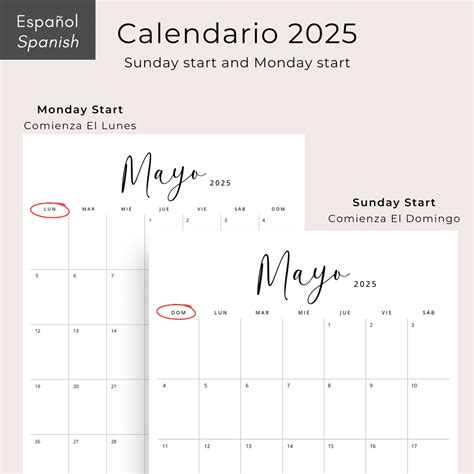 2025 Calendario En Español 2025 Calendario 2025 (Download Now) - Etsy