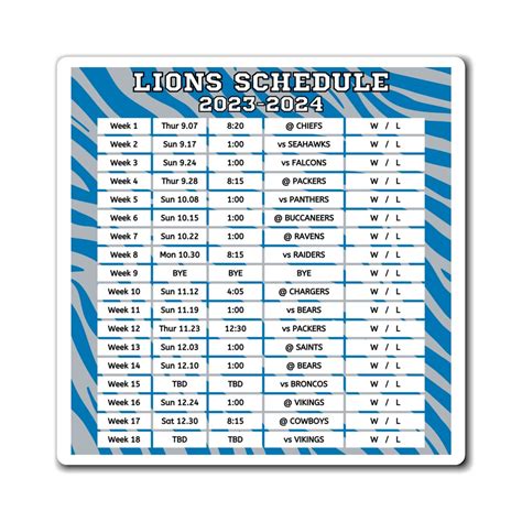 Detroit Lions Schedule 2023 2024 Printable