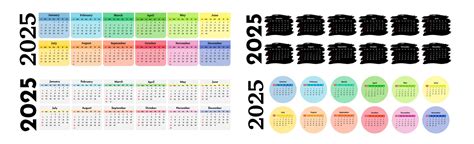 Calendar for 2025 isolated on a white background Vector Image