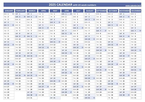 Calendar Weeks 2025 Excel Template - Charles Turner