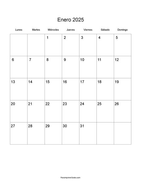 Calendario 2025 – ParaImprimirGratis.com
