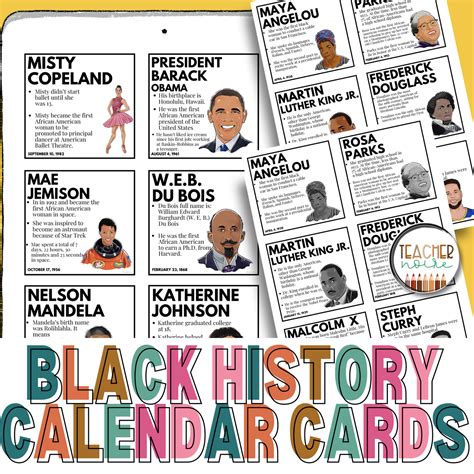 Black History Month Calendar Pocket Chart Cards – Teacher Noire