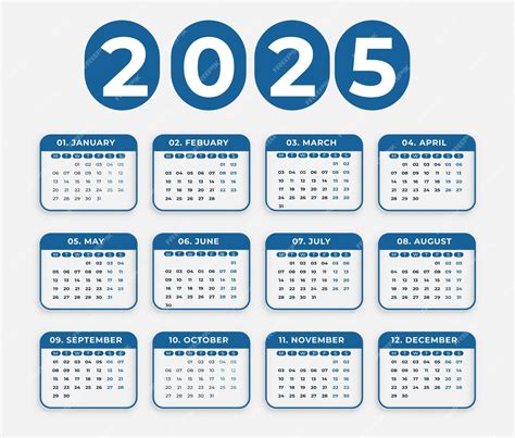 Calendário 2025 Design do planejador | Vetor Premium