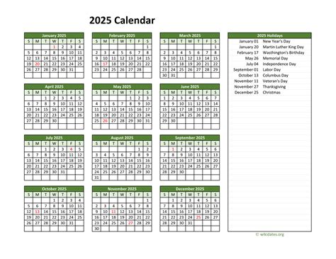 2025 Federal Holiday Calendar With Dates 2025 - Addy Sherry