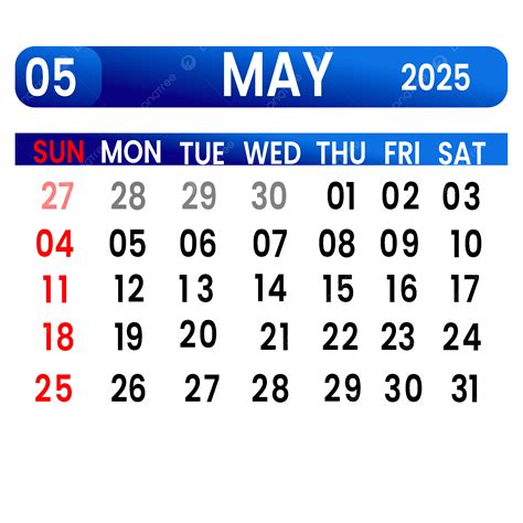 Calendar 2025 May Png - Angy Mahala