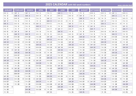 2025 calendar with week numbers (US and ISO week numbers)