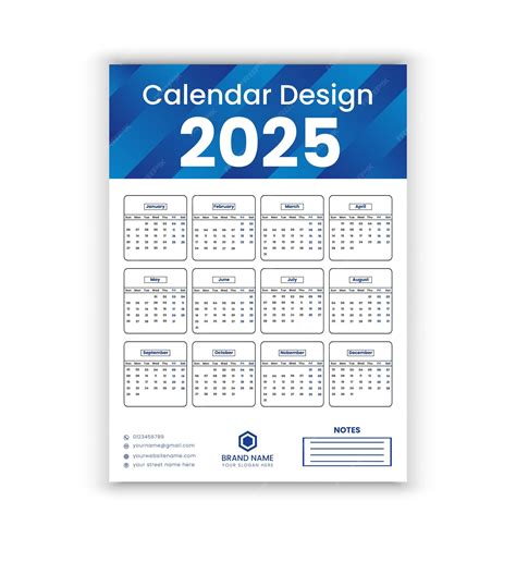Plantilla de diseño de calendario moderno 2025 | Vector Premium