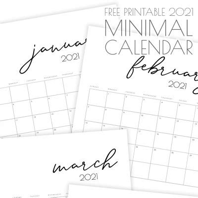 Free Printable 2021 Simple Calendar - The Cottage Market