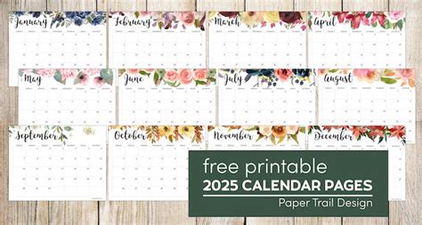 Horizontal Printable Calendar 2025 - Denni Neille
