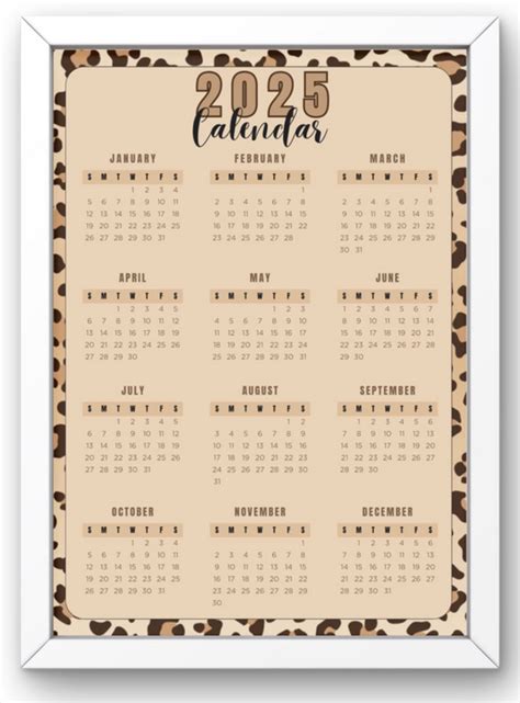 2025 Digital Download, 12-month Printable Calendar, Printable, Year at ...
