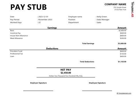 10 Pay Stub Templates Word Excel Pdf Formats - Free Word Template