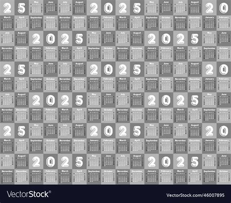 Seamless background with calendar 2025 Royalty Free Vector