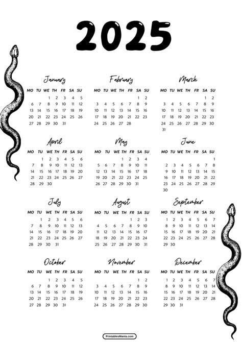 2025 Printable Calendar One Page - Printables Mania