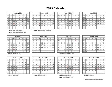 2025 Printable Calendar With Holidays Free Download Word - Summer B ...