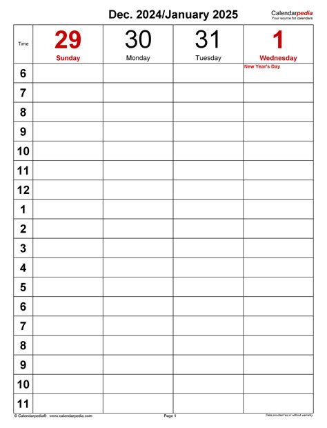 Weekly Calendars 2025 for PDF - 12 free printable templates