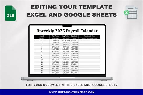 Biweekly Payroll Calendar 2025 MS Editable Word, Excel Pay Period Start ...