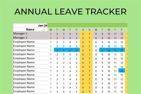 Staff Annual Leave Tracker, Holiday Calendar for Work, Excel - 2025/ ...