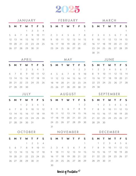 2025 Yearly Calendar