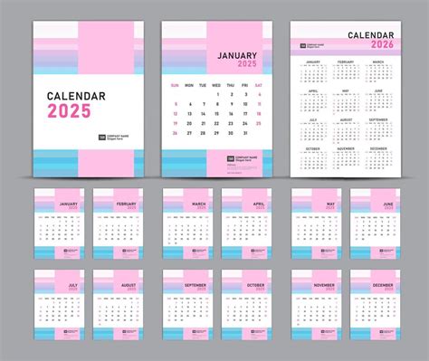 Calendar 2025 template set and 2026 year pastel concept, wall calendar ...