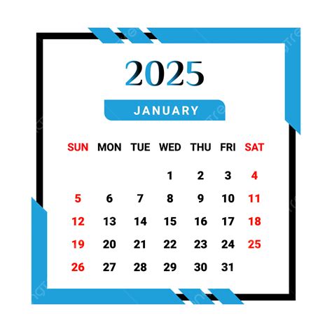 Gambar Kalender Bulanan Januari 2025 Png, Vektor, PSD, dan Clipart ...