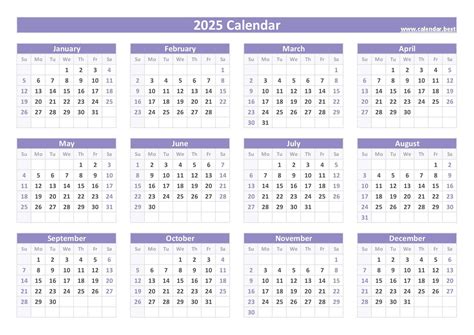 4 Year Calendar 2025 To 2025 Printable Pdf - Alla Lucita