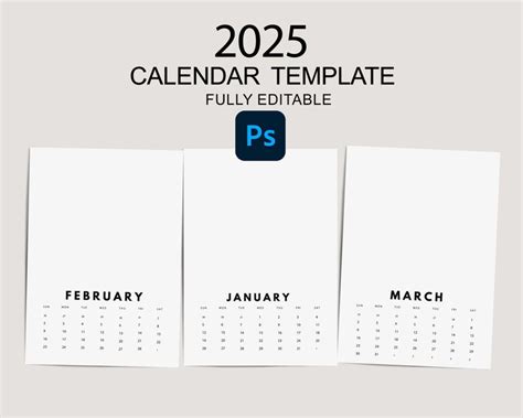 2025 Fully Editable Calendar Template, Photoshop Template, DIY Calendar ...