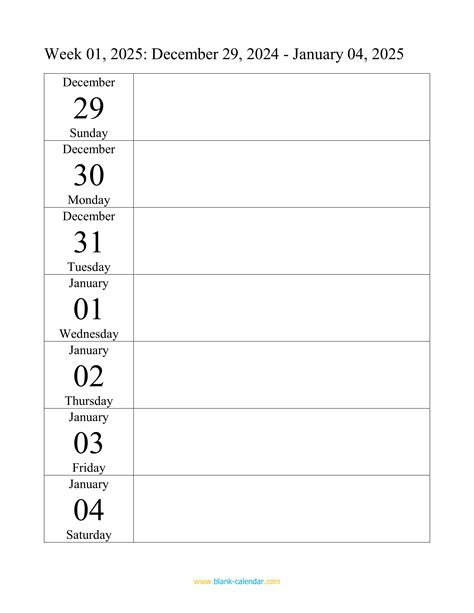 Weekly Calendar 2025 (WORD, EXCEL, PDF)