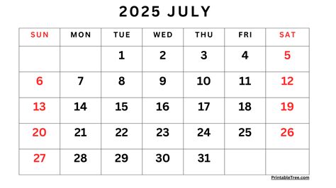 July 2025 Calendar Printable PDF Template with Holidays