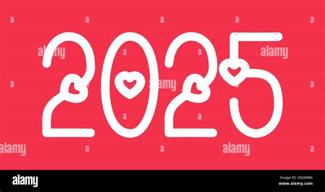 2025. Feliz año nuevo. Líneas de estilo de amor romántico simple ...