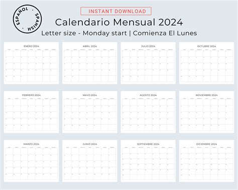 2024 & 2025 Calendario Español 2024 2025 Planificadores Mensuales ...