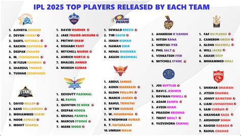 IPL 2025 Complete Released Players List - Full Details Inside ...